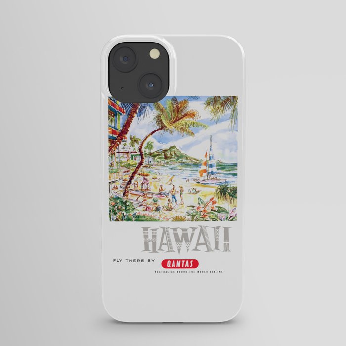 1960 HAWAII Qantas Airline Travel Poster iPhone Case