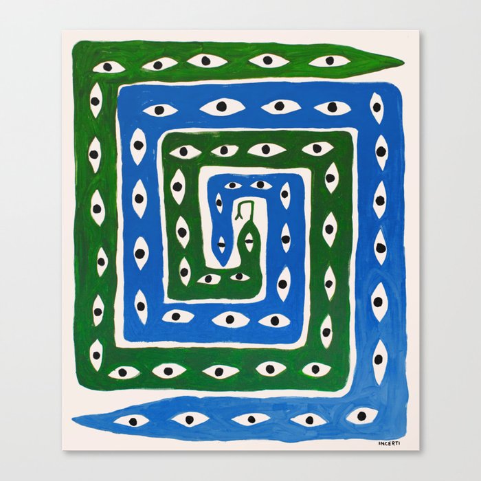 The Good Eye Snake Green/Blue Canvas Print