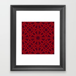 Red Color Arab Square Pattern Framed Art Print