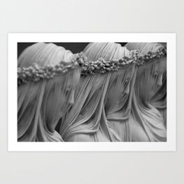 The Veiled Vestal Virgins marble sculpture by Raffaelo Mont black and white photograph Art Print
