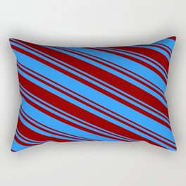 [ Thumbnail: Blue and Maroon Colored Pattern of Stripes Rectangular Pillow ]