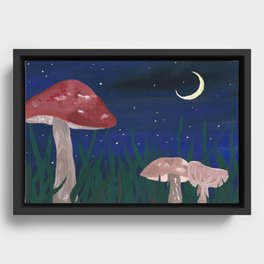 Midnight Mushrooms Framed Canvas