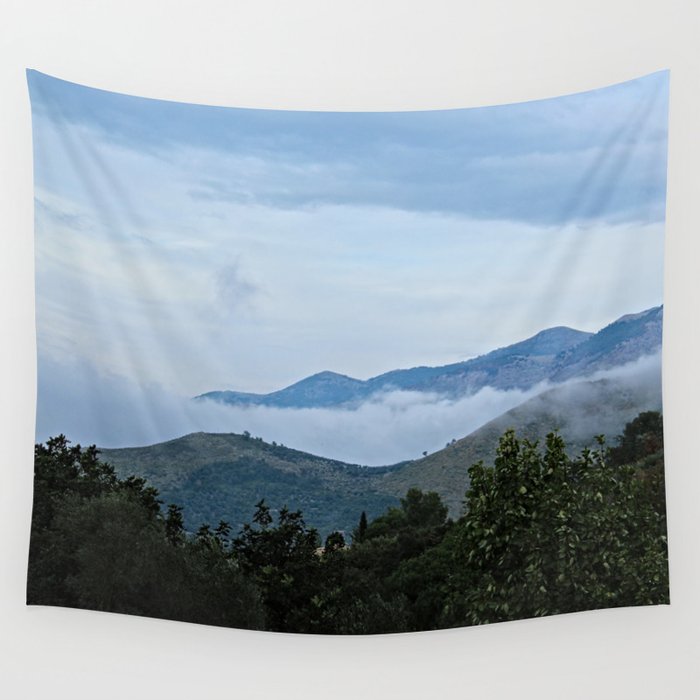 Hills Clouds Scenic Landscape 3 Wall Tapestry