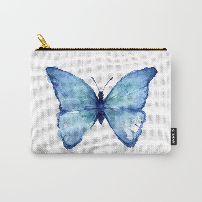 Blue Butterfly Watercolor Carry-All Pouch