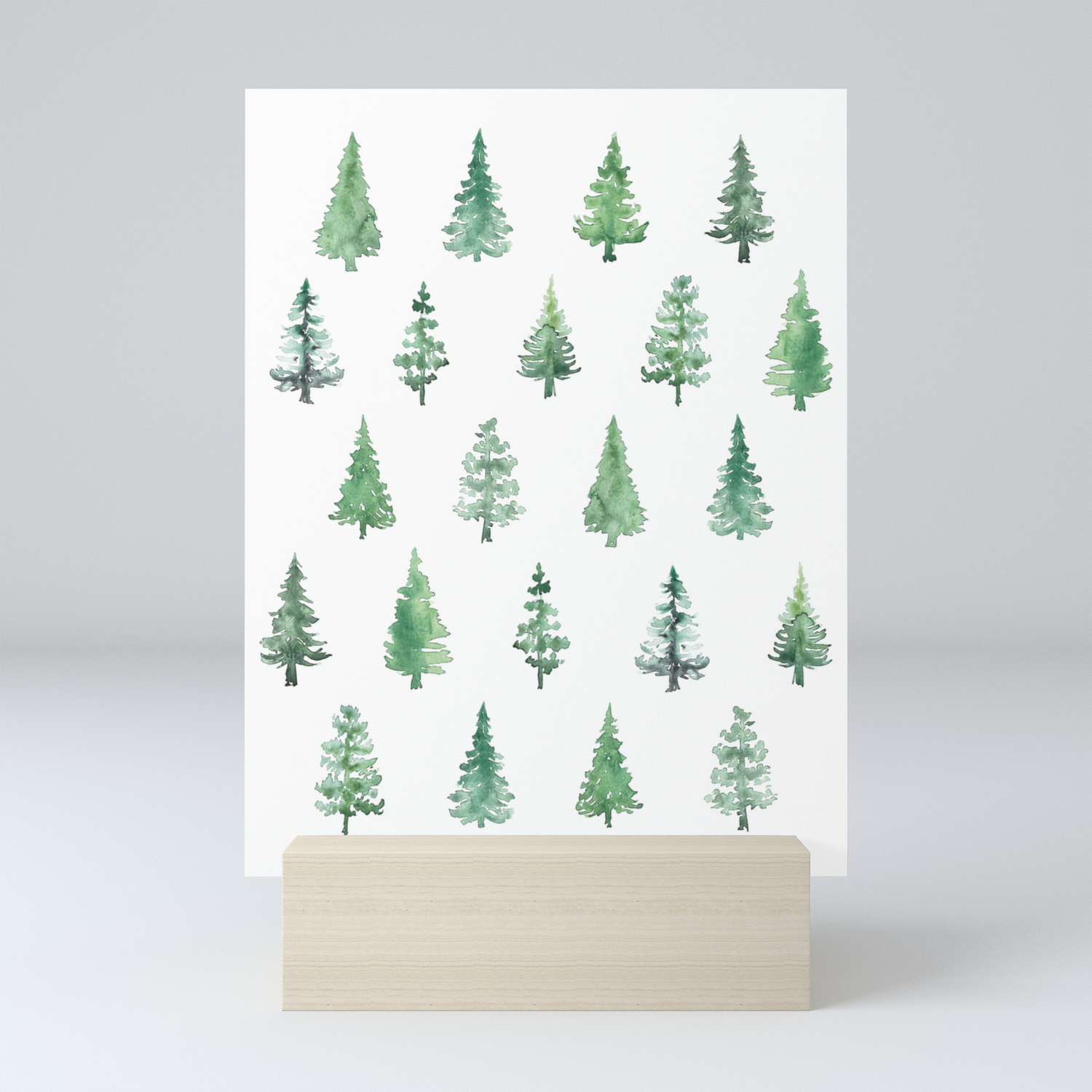 Watercolor Abstract Pine Trees Mini Art Print By Blursbyaishop