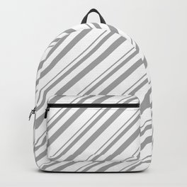[ Thumbnail: Dark Gray & White Colored Lined Pattern Backpack ]