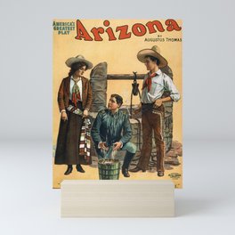 Arizona America Poster Vintage Retro Far West Cow Boys Water Well Mini Art Print
