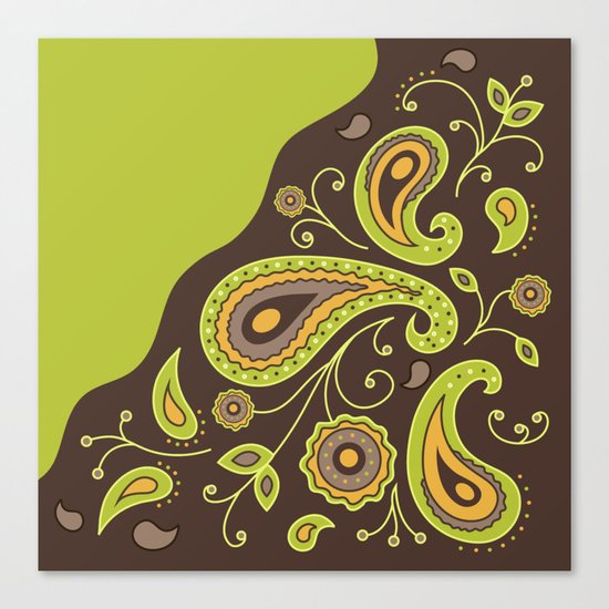 Paisley Green Pattern Canvas Print