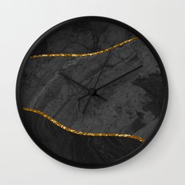 Organic Marbled Pattern Black Wall Clock