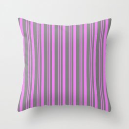 [ Thumbnail: Violet & Gray Colored Stripes Pattern Throw Pillow ]