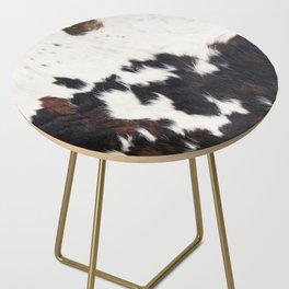 Brown Cowhide Side Table