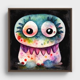 Jeff: Cute watercolor monster Framed Canvas