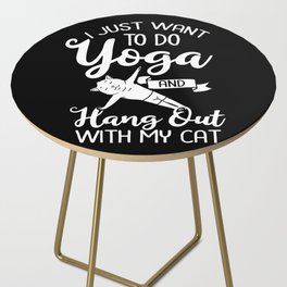 Yoga Cat Beginner Workout Poses Quotes Meditation Side Table