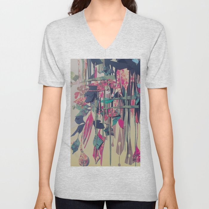 The Paper Garden- Painted Paper Collage  V Neck T Shirt