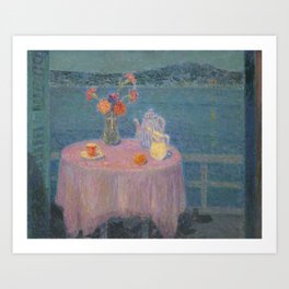 The Mauve Tablecloth, Villefranche-sur-mer, French Riviera late night rendezvous  by Henri le Sidaner Art Print