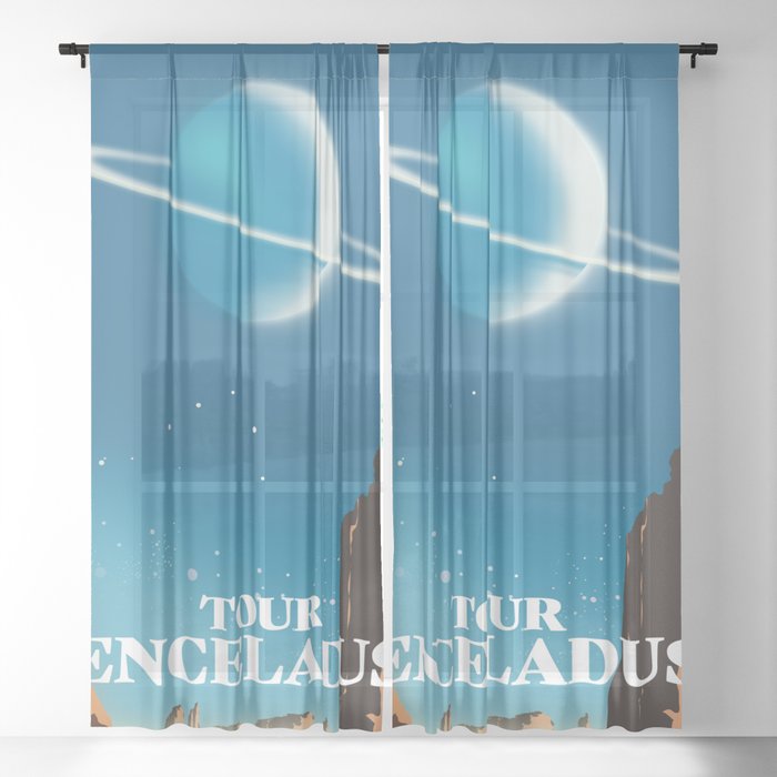 Tour Enceladus Vintage Space art Sheer Curtain