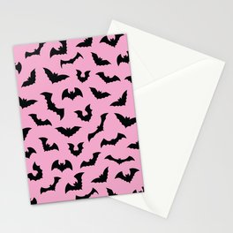 Pastel goth pink bats spooky Stationery Card