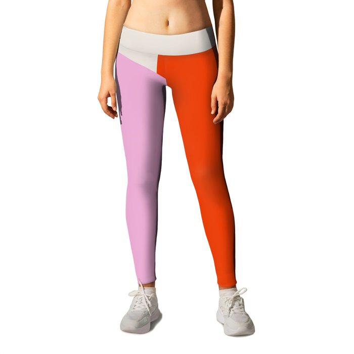 Pink + Red Modern Arch Abstract Composition Leggings