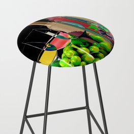 Graphic Art Composition Of Grapes, Wine Glasses, and Bottles Bar Stool