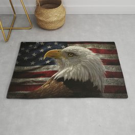 Distressed American Flag Eagle Rug