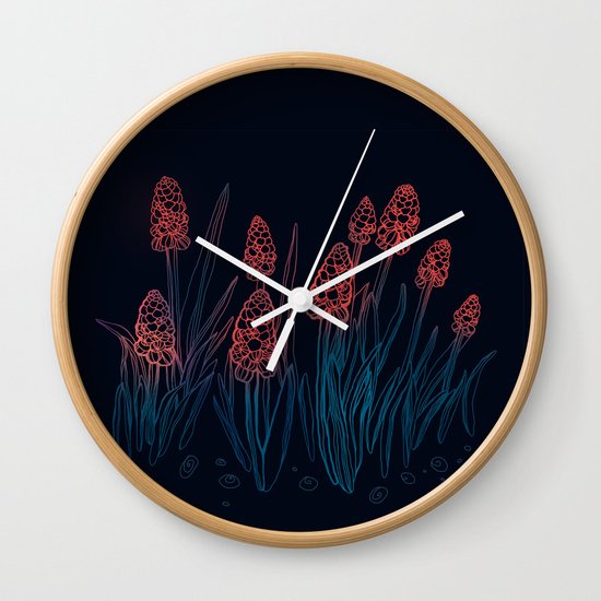 Hyacinths in the night Wall Clock