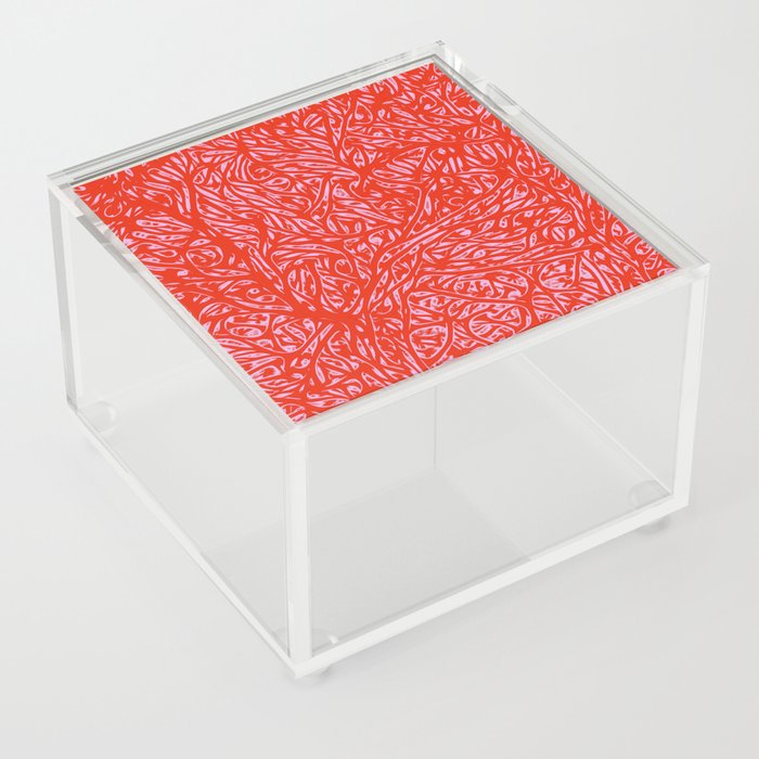 Summer Red Saffron - Abstract Botanical Nature Acrylic Box