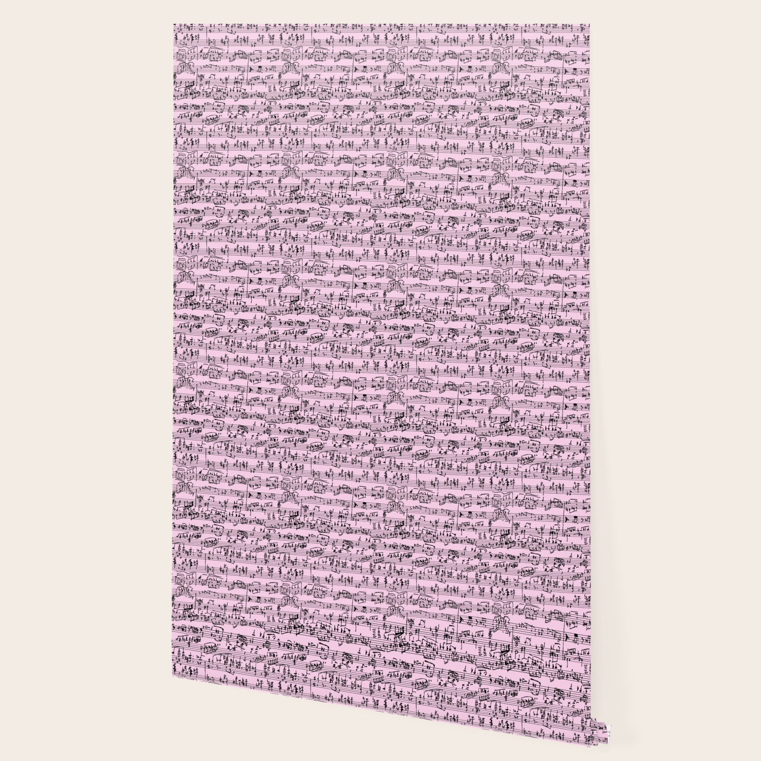 Hand Written Sheet Music Light Pink Wallpaper By