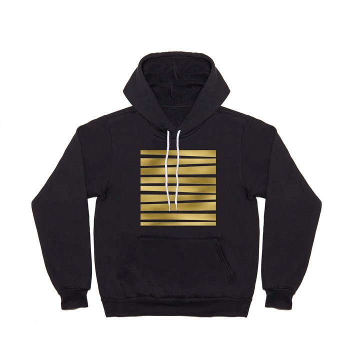 Simply Luxury Gold unequal glitter stripes on clear white - horizontal  pattern Hoody