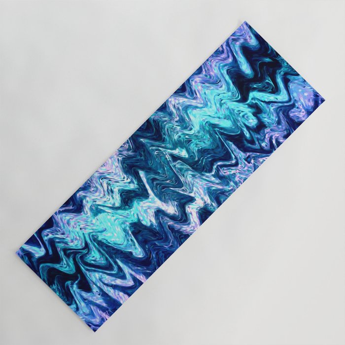 Mystical Cyan and Pink Waves Abstract Yoga Mat