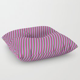 [ Thumbnail: Blue, Light Pink, Fuchsia & Green Colored Pattern of Stripes Floor Pillow ]