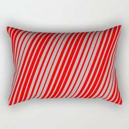 [ Thumbnail: Dark Grey & Red Colored Lines/Stripes Pattern Rectangular Pillow ]