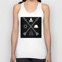 CAMPING ADVENTURE ARROWS AND CAMPFIRE DESIGN Unisex Tank Top