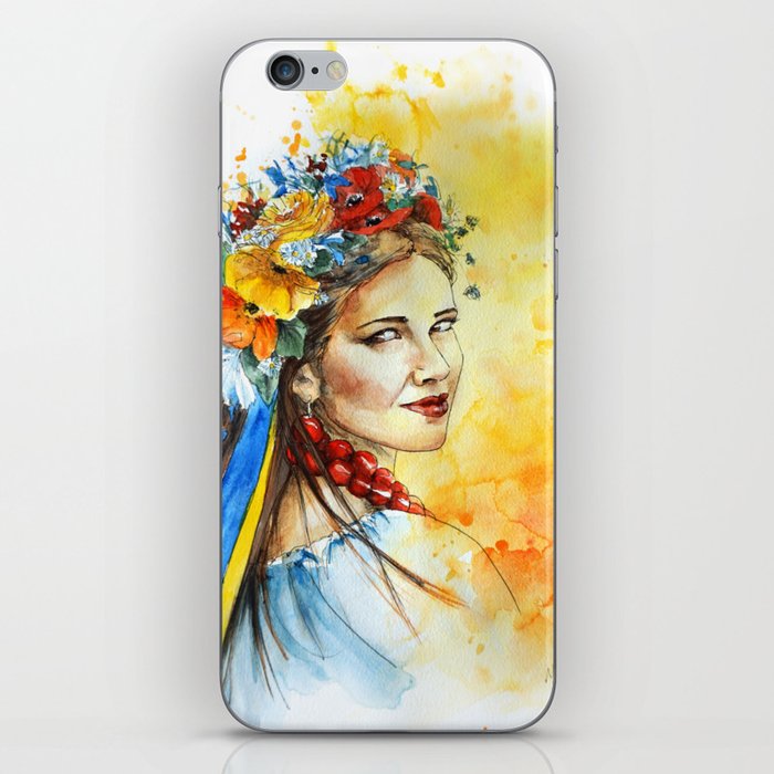 Ukrainian Traditional Woman Portrait iPhone Skin
