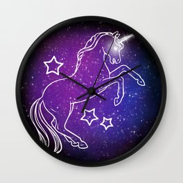 Unicorn In The Starry Night Sky Wall Clock