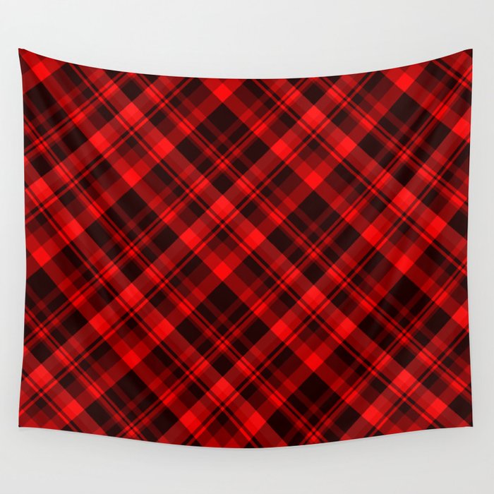 Red and Black Plaid Tartan Wall Tapestry