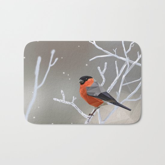 Safe transitions! // (polygonal bull-finch) Bath Mat