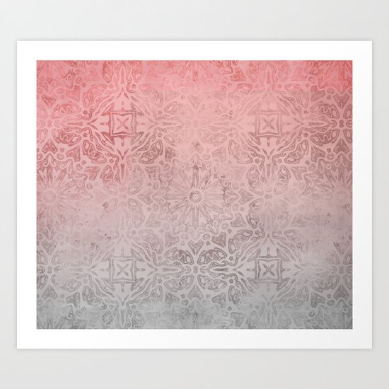 Oriental ornament pattern Rose Quartz Art Print