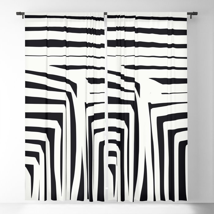Black and white abstract cube Blackout Curtain