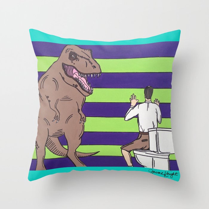 Jurassic Park "Died on the Shitter" Throw Pillow