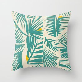 Retro Palm spring  / green Throw Pillow