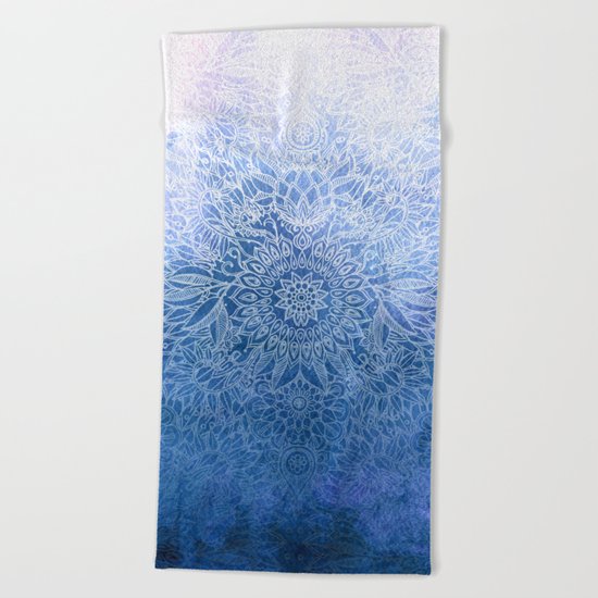 Enchanted Indigo - watercolor + doodle Beach Towel