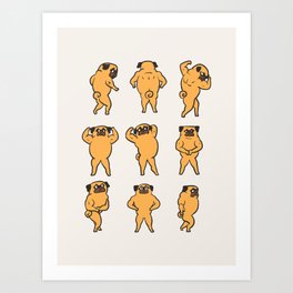 Pug Bodybuilding Poses Art Print