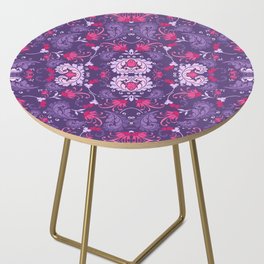 purple and pink bold paisley flower bohemian Side Table