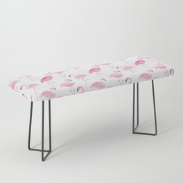 Pink Flamingoes in Watercolor Bench
