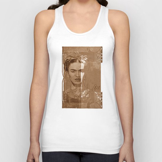 Frida Kahlo - between worlds - sepia Unisex Tank Top