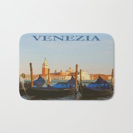 Vintage Venice Bath Mat | City, Water, Retro, Canal, Vintage, Italy, Italian, Drawing, Europe, Venice 