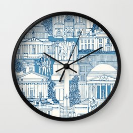 Washington DC toile blue Wall Clock