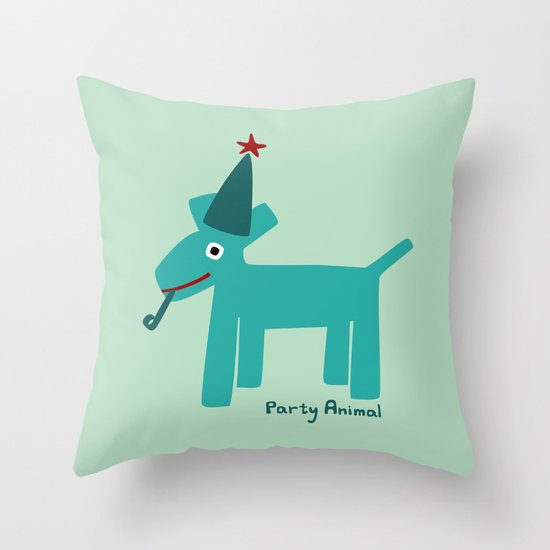 Party Animal-Teal Throw Pillow