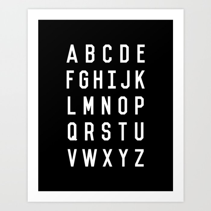 Alphabet Black And White Typography Design Poster With Monochrome