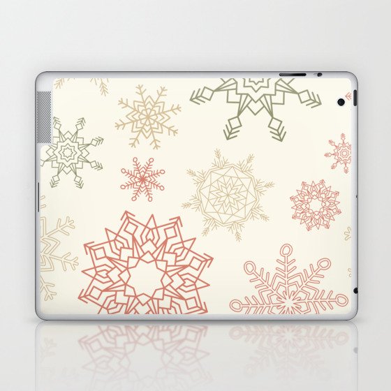 Christmas Pattern Handdrawn Colorful Snowflake Laptop & iPad Skin